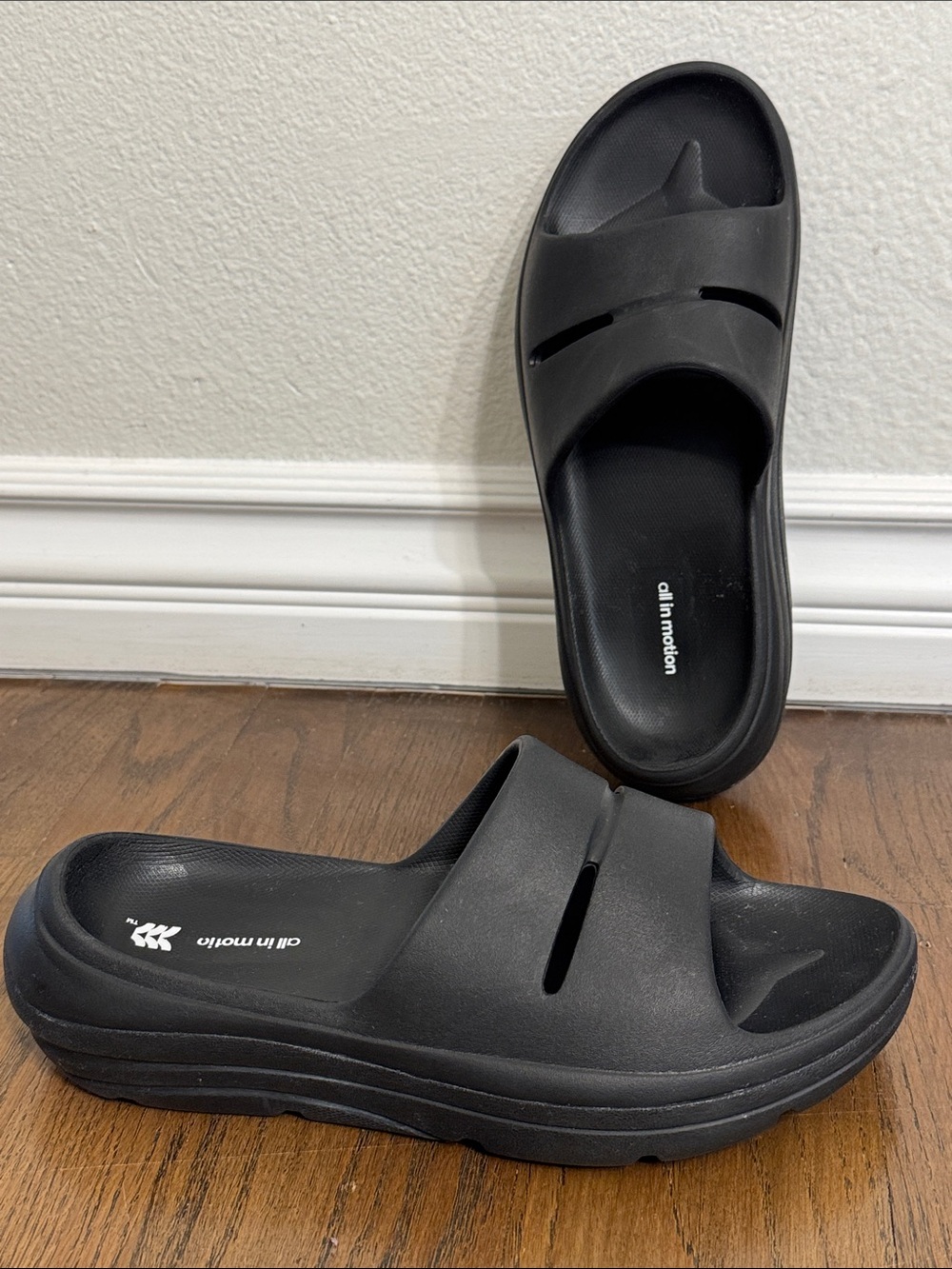 all in motion Black Platform Slide Sandals